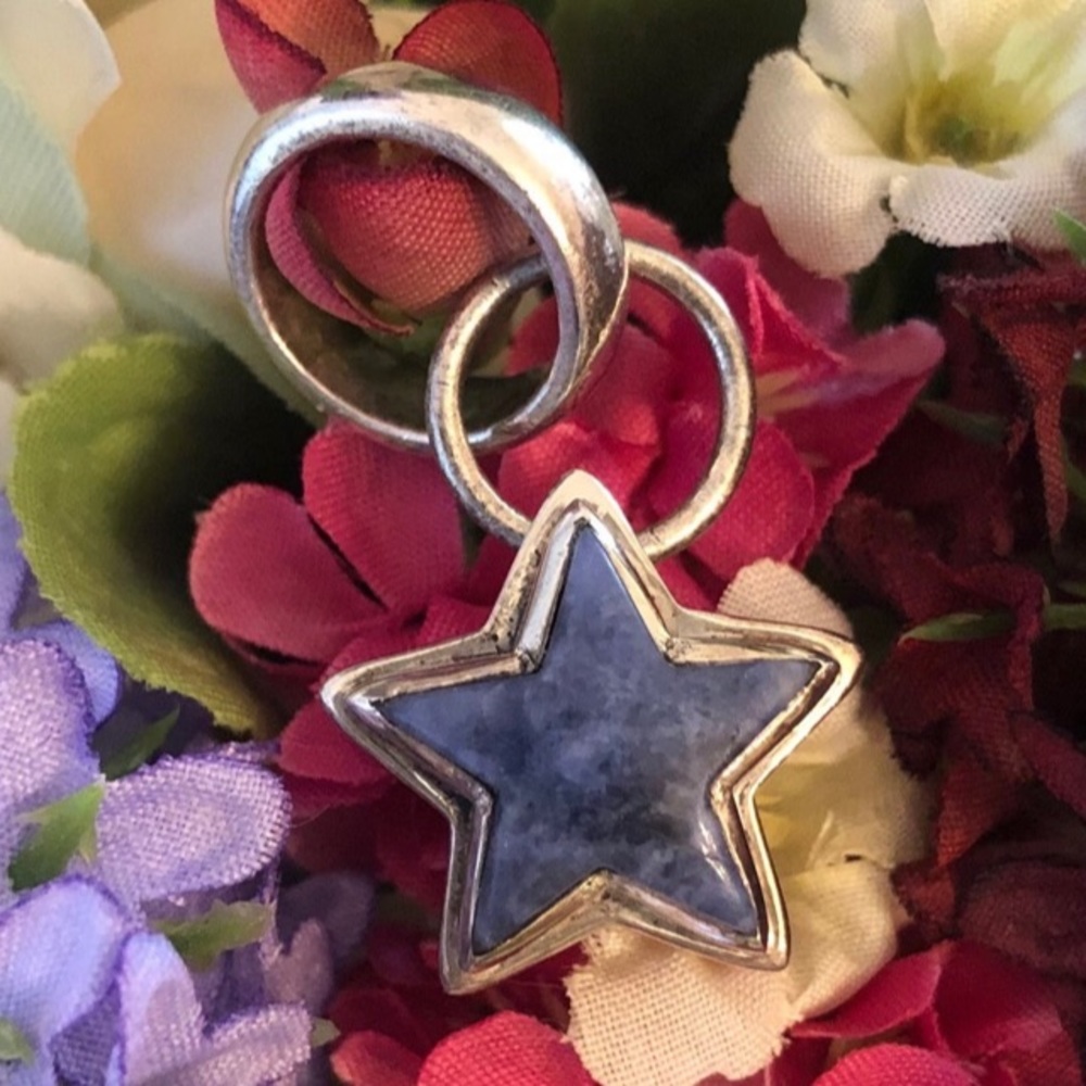 Rare Vintage Silpada Sterling Silver Sodalite Star Charm Pendant  S1268